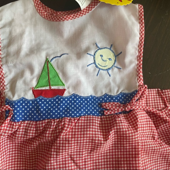 Tuff cookies gingham pattern red jumper dress with bloomers NWT vintage 12 month - Picture 2 of 8